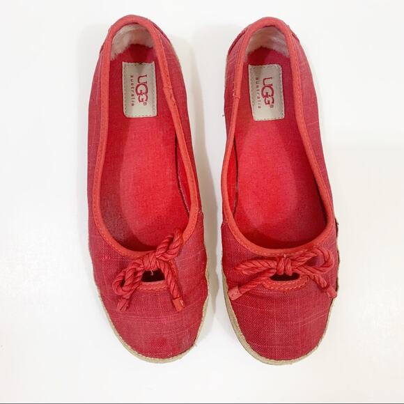 Ugg Syleste Red Espadrille Canvas Slip-On Flats - Picture 2 of 9